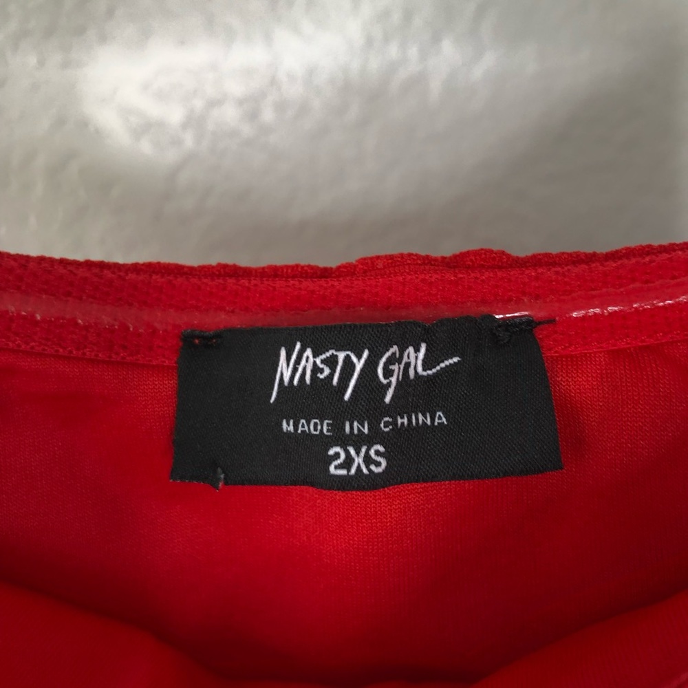 Nasty Gal Red Strapless OTS Cape Mini Dress - Picture 4 of 4